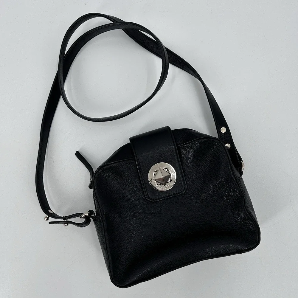 Kate Spade Chrystie Street Isla Black Leather Turnlock Shoulder Handbag Purse